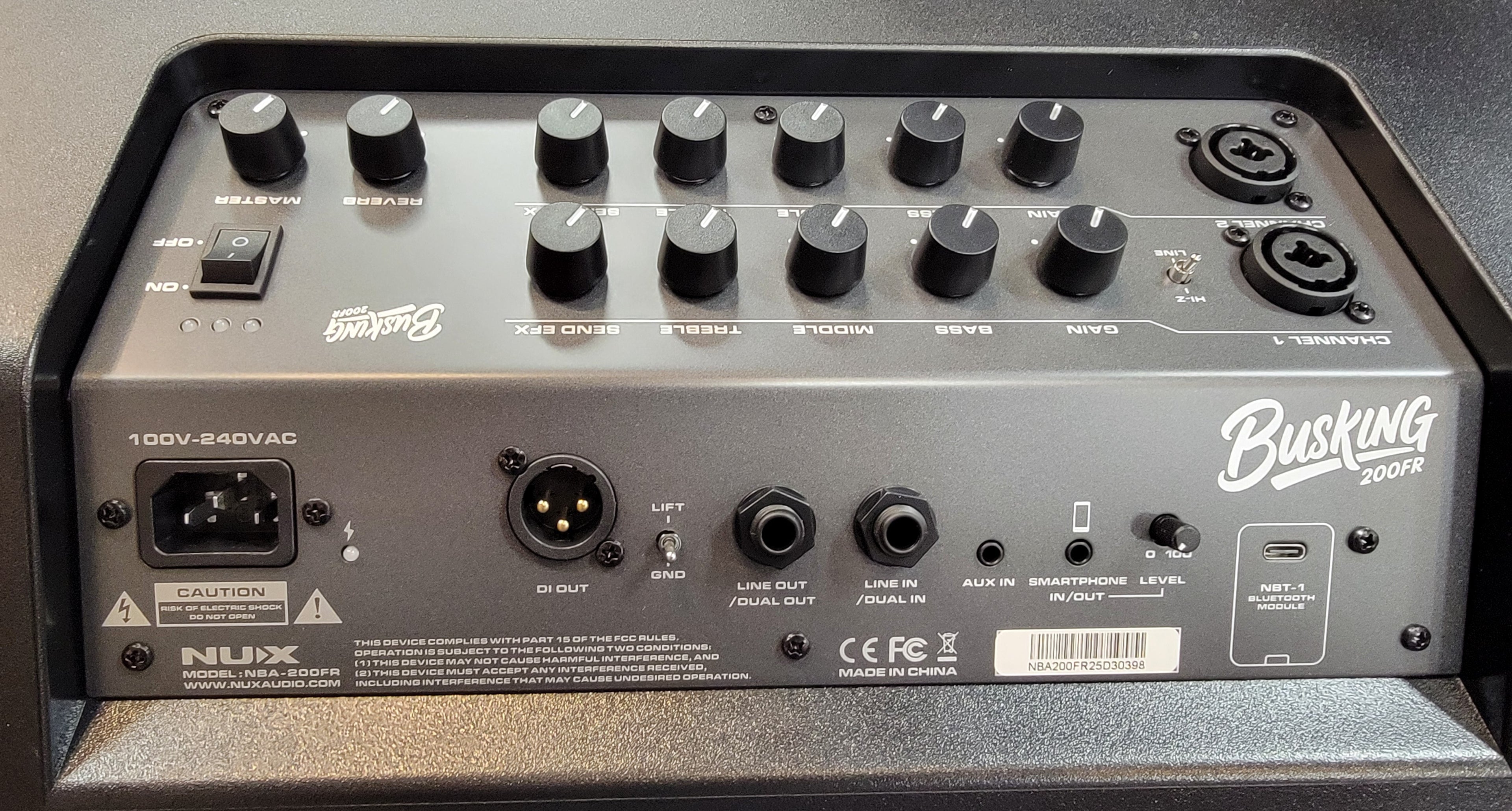 NUX Busking 200FR portable PA speaker — connection diagram