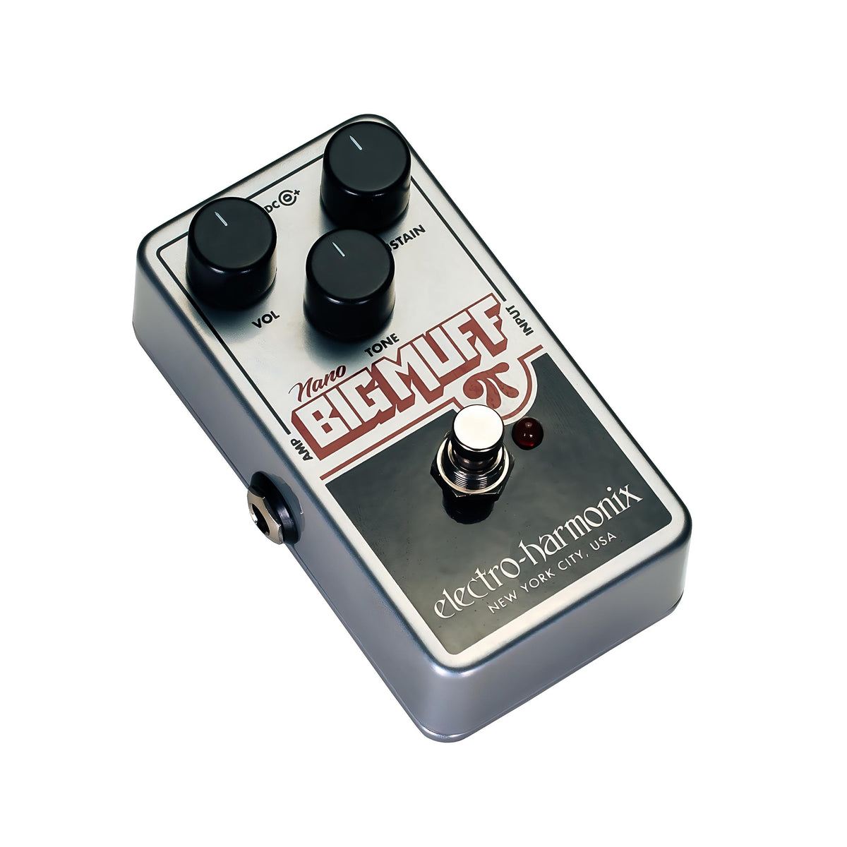 Electro-Harmonix Nano Big Muff Pi, silver, low angle view