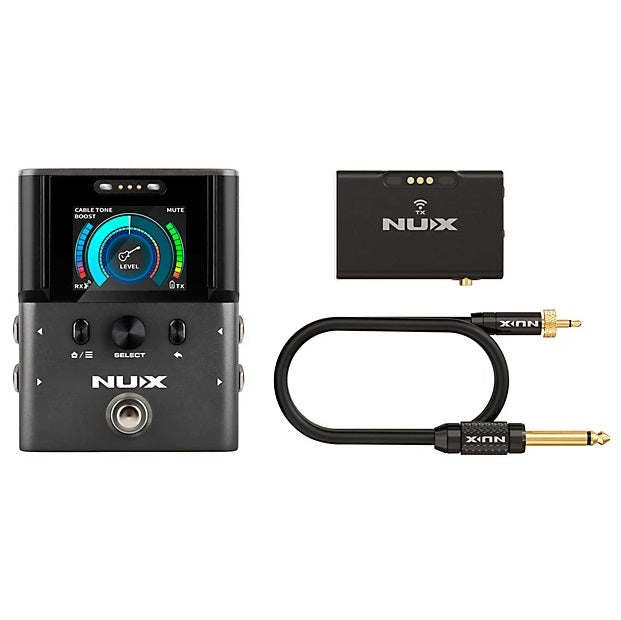 NUX B-8 wireless system — receiver pedal, transmitter and coiled cable