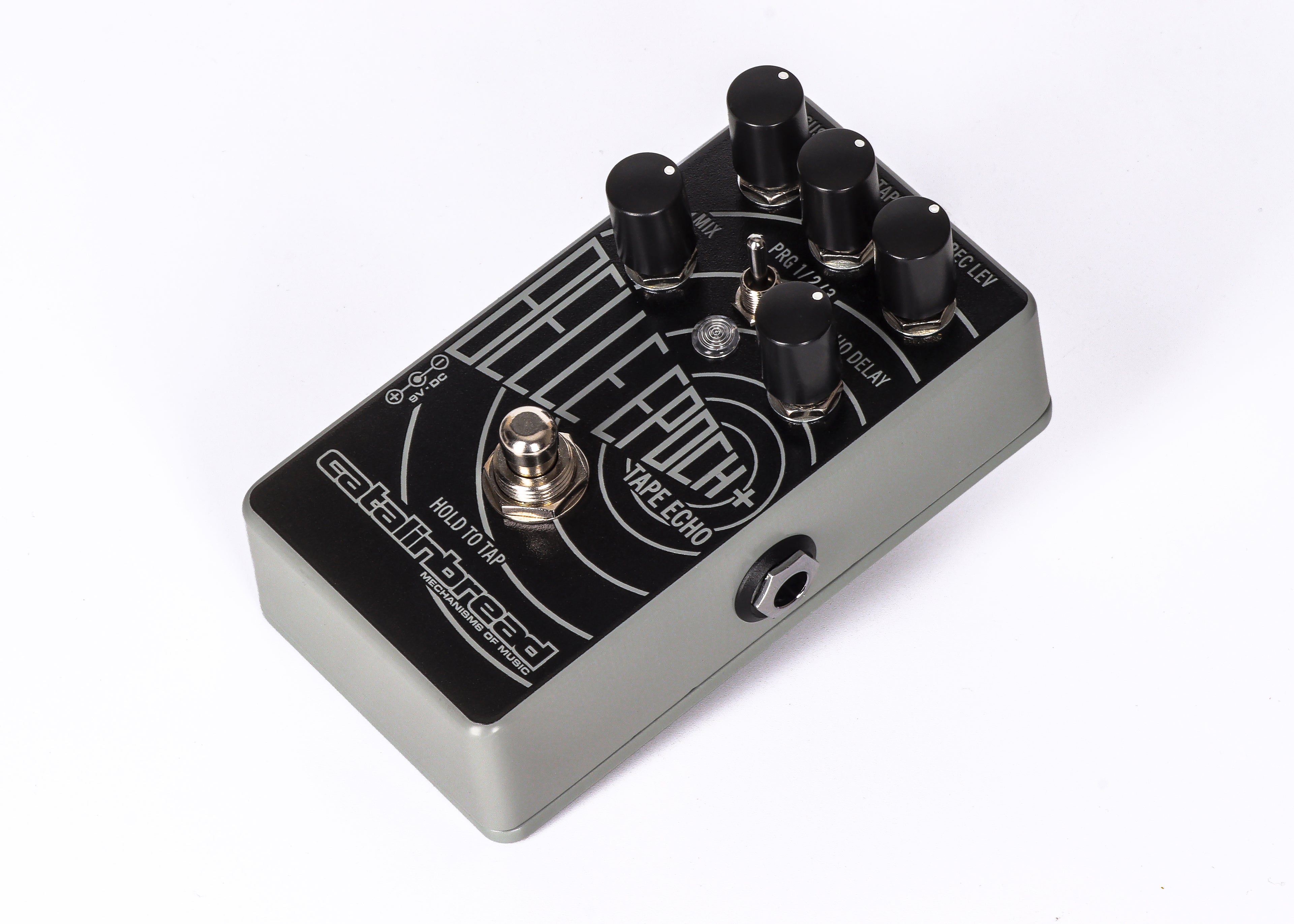 Catalinbread Belle Epoch+ tape echo delay pedal — footswitch close-up