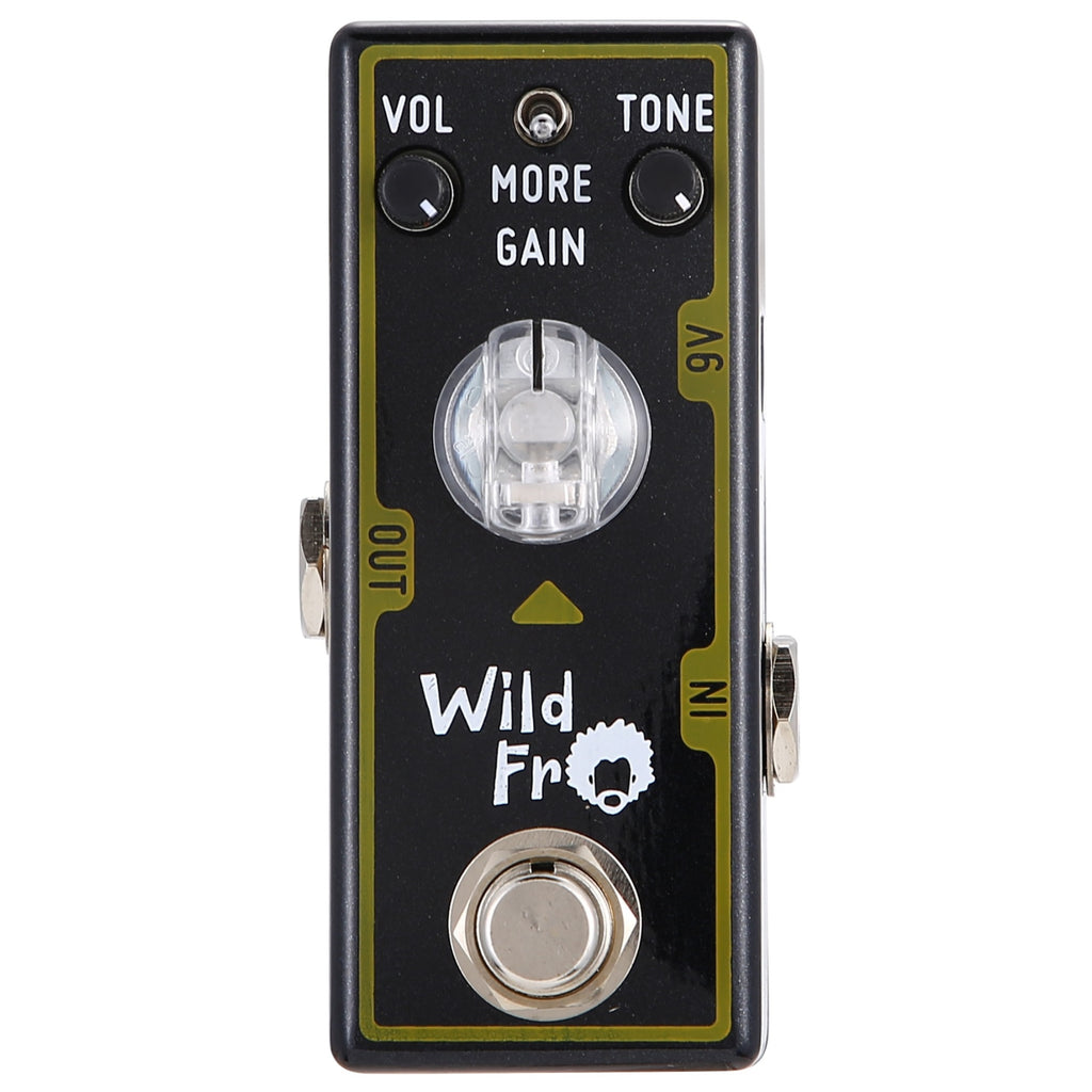 Tone City Wild Fro distortion mini pedal — top control view