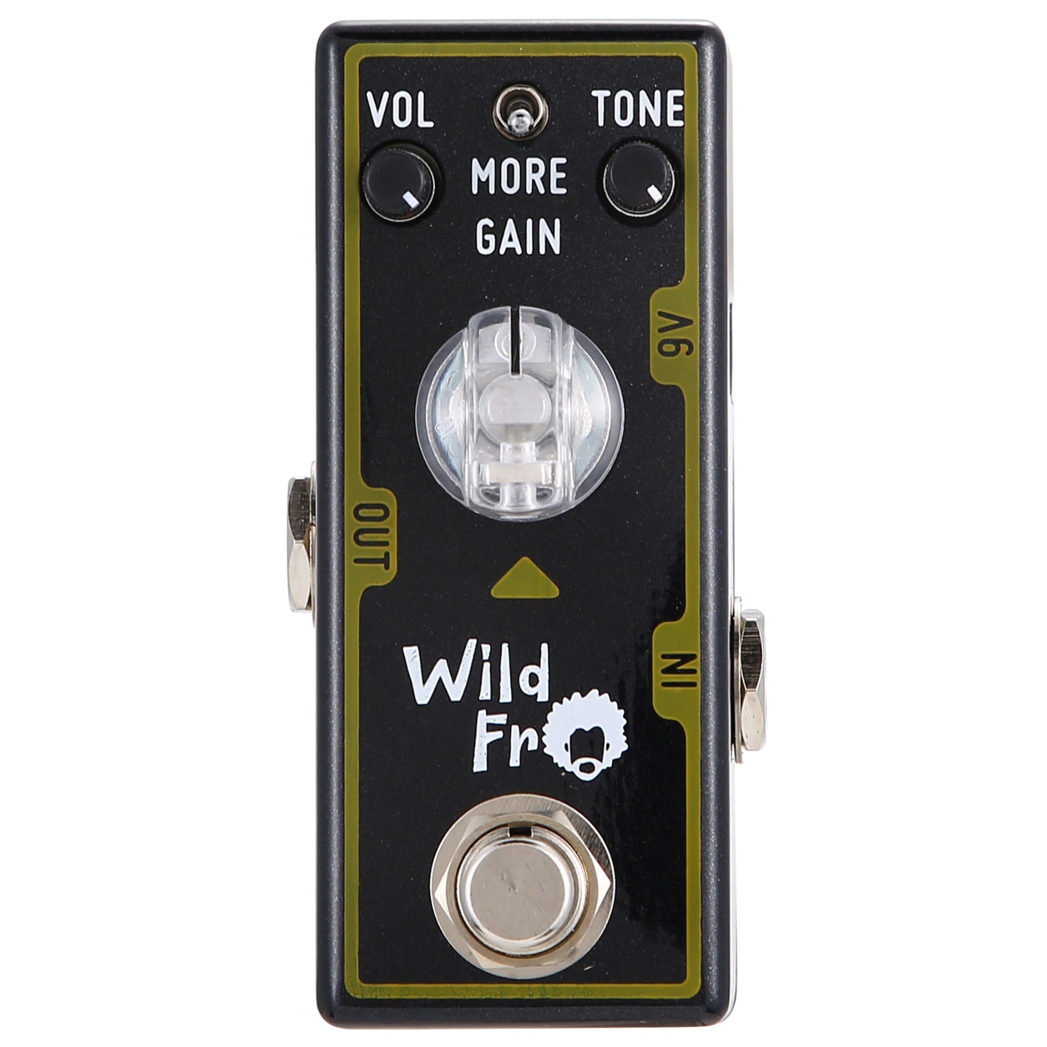 Tone City Wild Fro distortion mini pedal — top control view