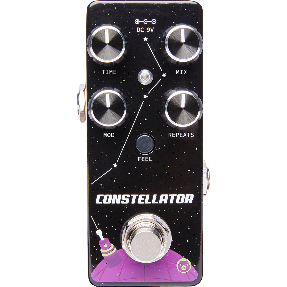 Pigtronix Constellator analog delay pedal — black starry finish, top view