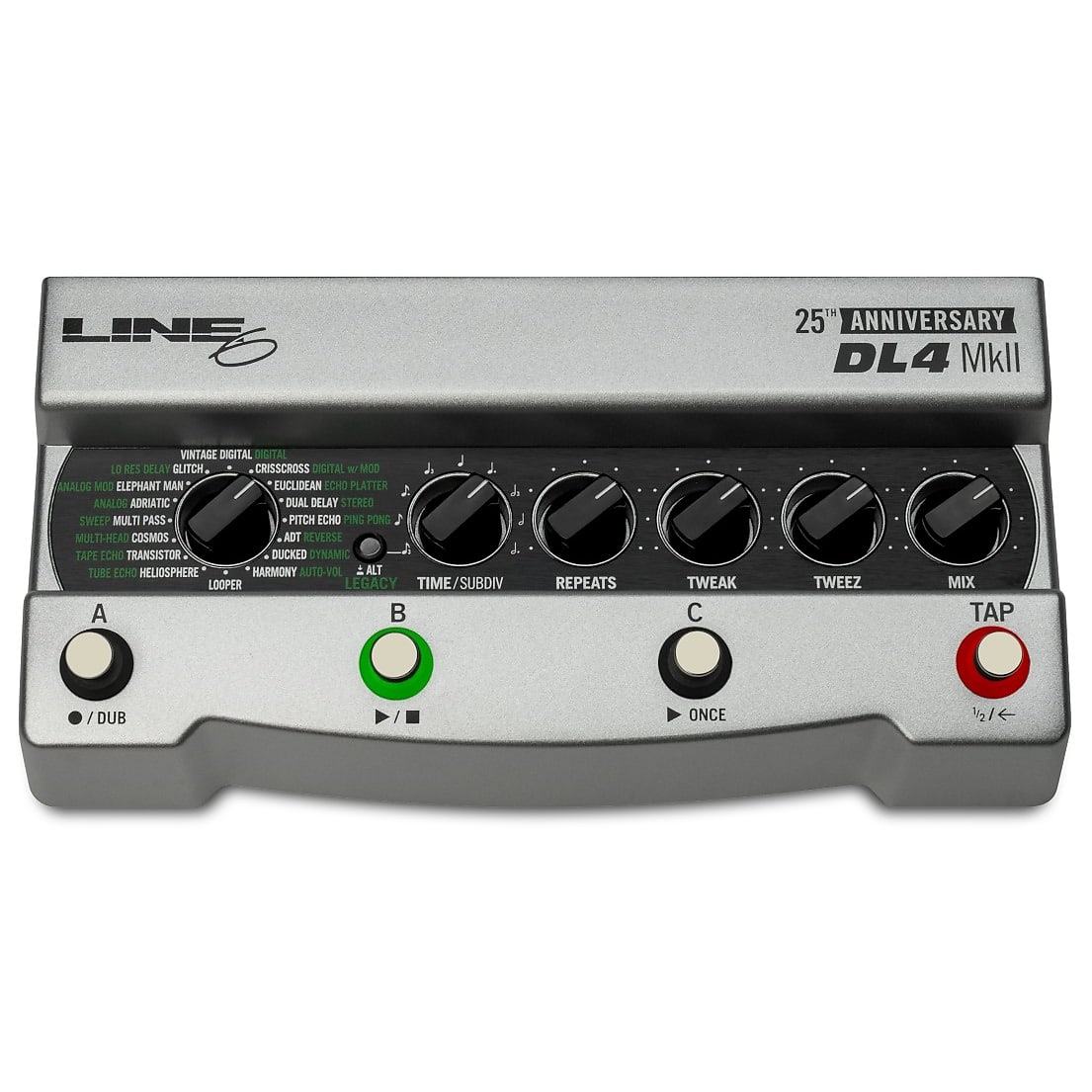 Line 6 DL4 MkII 25th Anniversary delay pedal — angled view