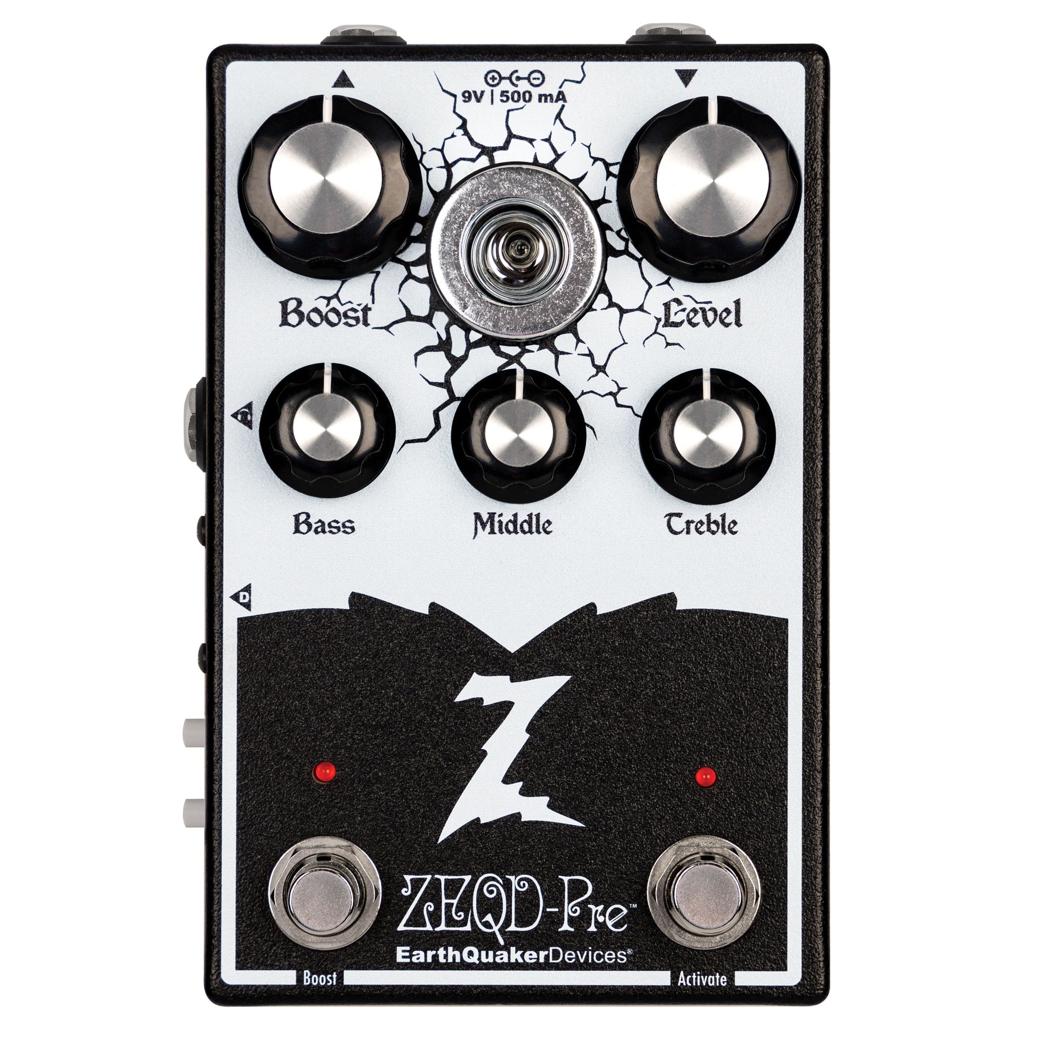 EarthQuaker ZEQD-Pre tube preamp pedal — front, black and white
