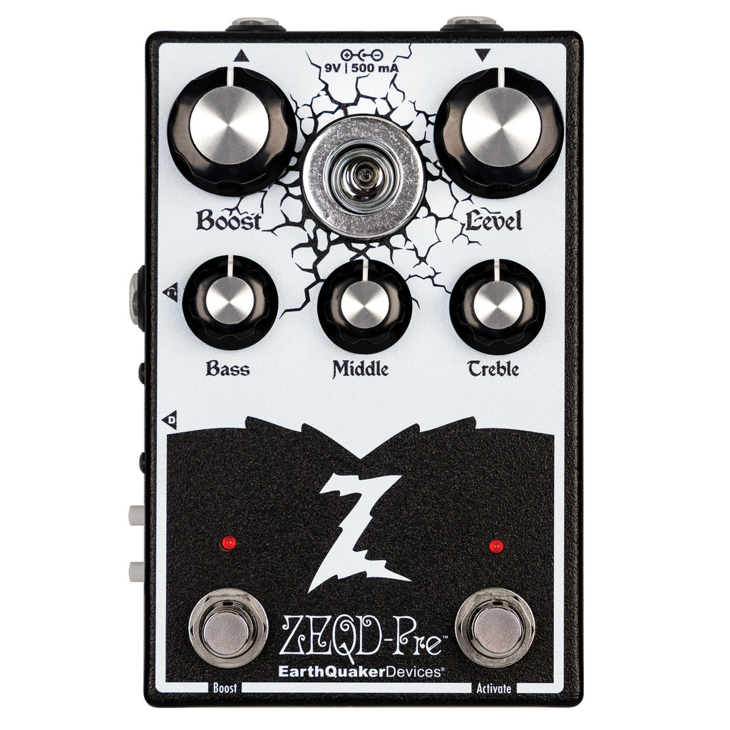 EarthQuaker ZEQD-Pre tube preamp pedal — top control panel