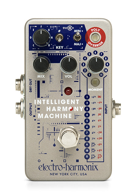 Electro-Harmonix Intelligent Harmony Machine pedal — silver, top view