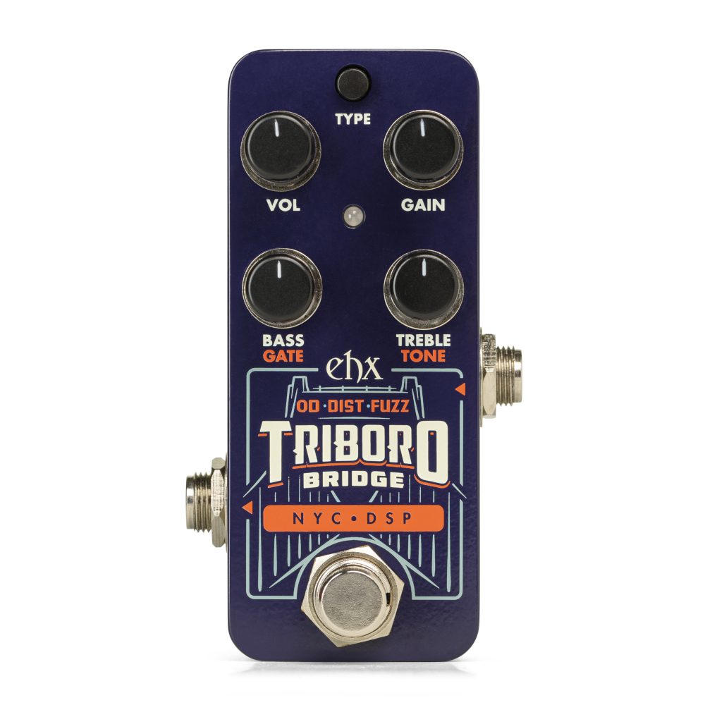 Electro-Harmonix Pico Triboro Bridge drive pedal — front, purple chassis