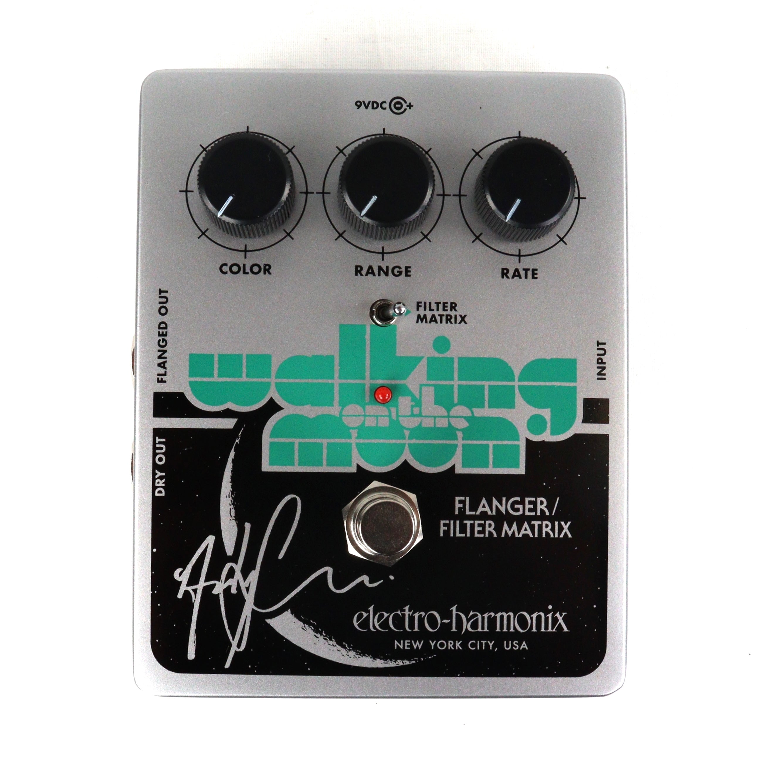 Electro-Harmonix Walking on the Moon flanger pedal — top view of controls