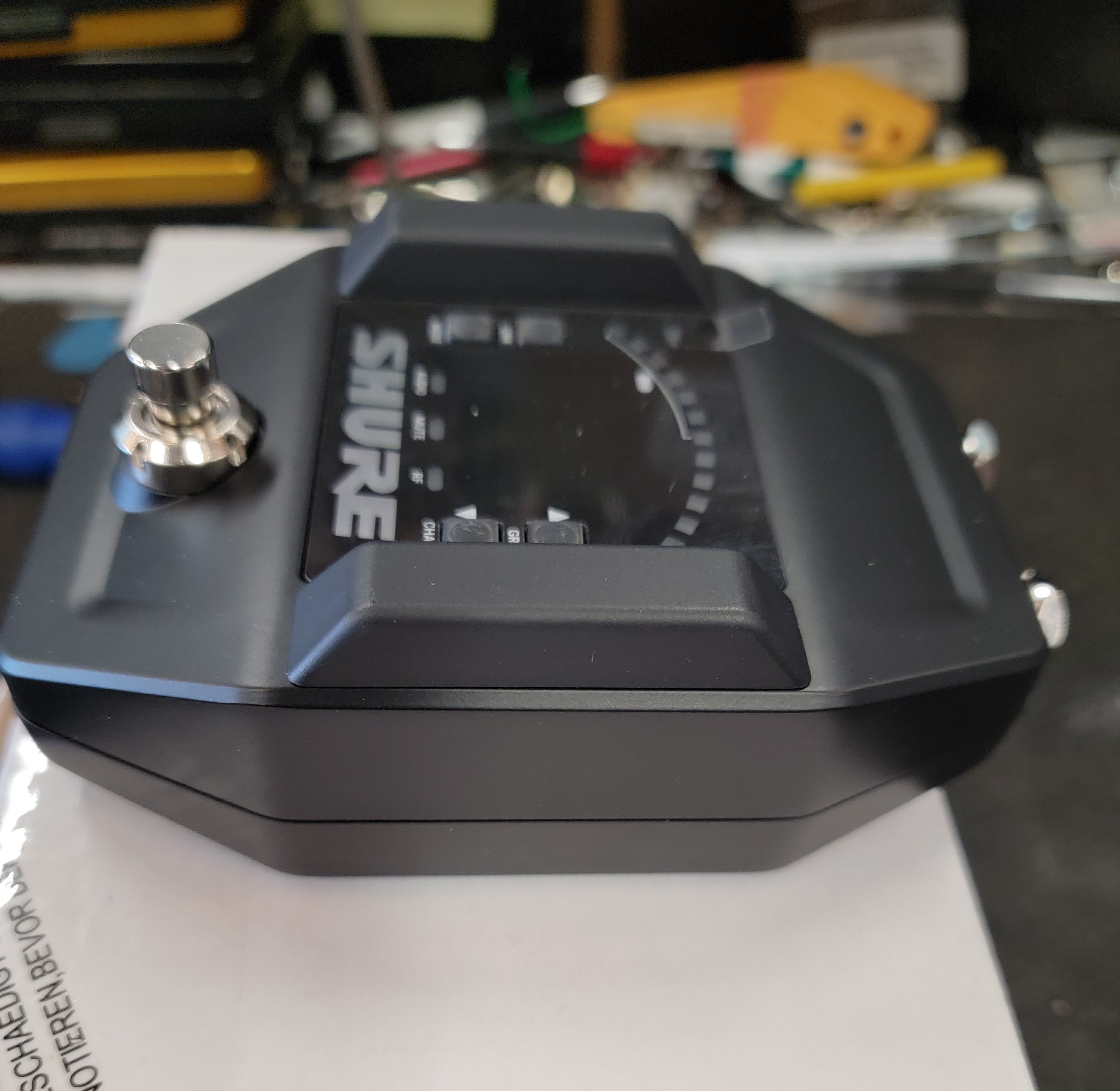 Shure GLXD6+ wireless guitar pedal receiver — input jacks rear view