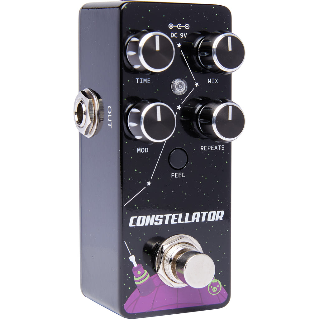 Pigtronix Constellator analog delay pedal — black finish, angled view