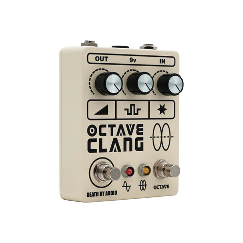Death by Audio Octave Clang v2 fuzz pedal — angled view