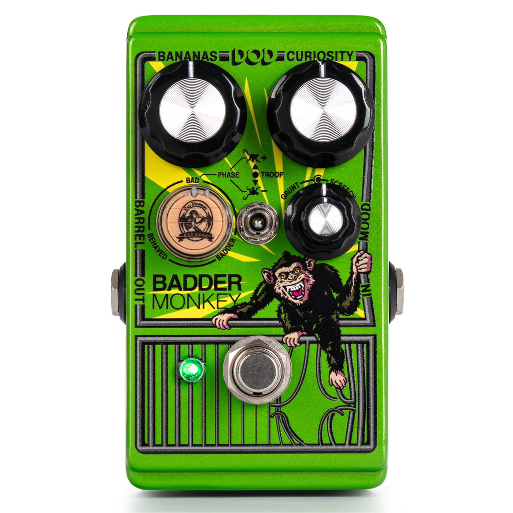 DOD Badder Monkey overdrive pedal — green enclosure front