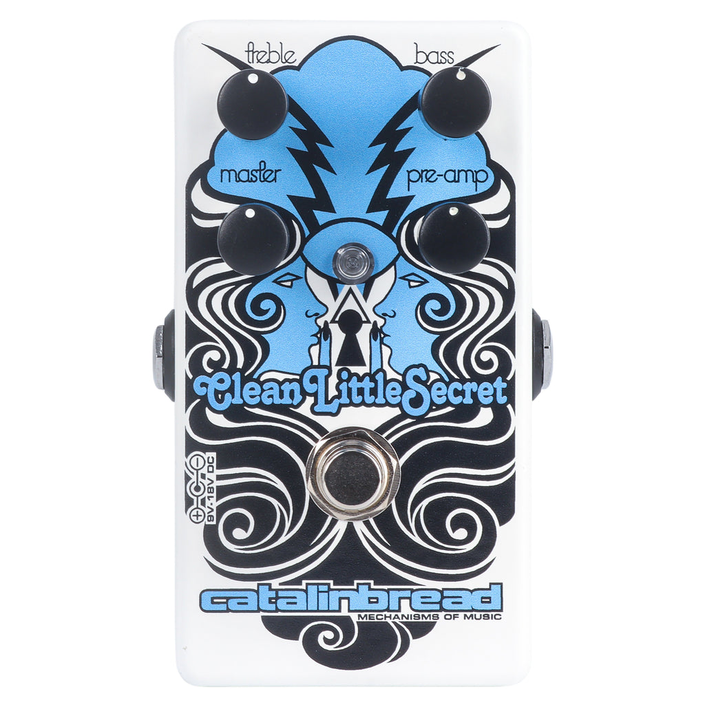 Catalinbread Clean Little Secret overdrive pedal - white enclosure, top control view
