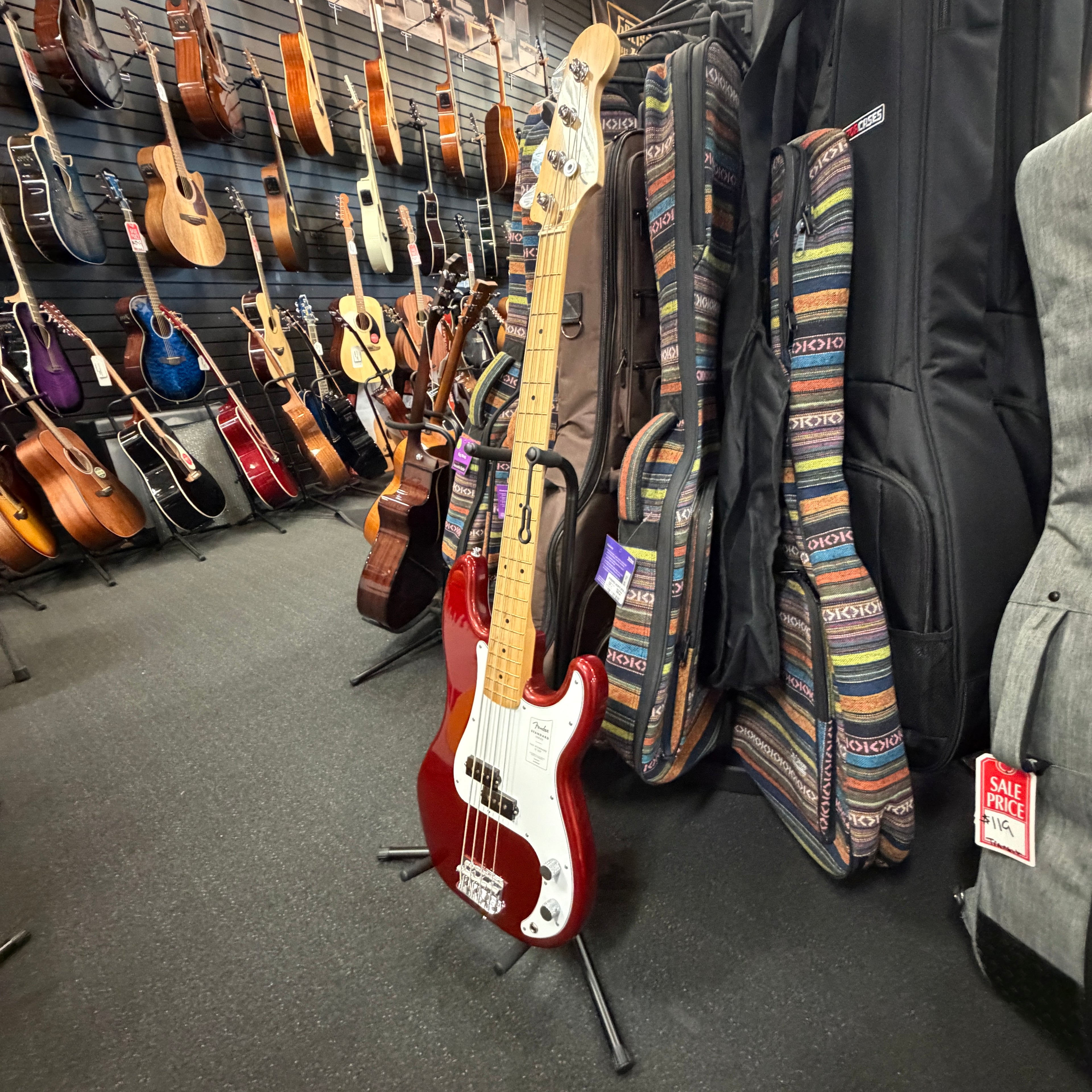Open Box Fender Standard Precision Bass, Maple Fingerboard, White Pickguard, Candy Cola - 2025