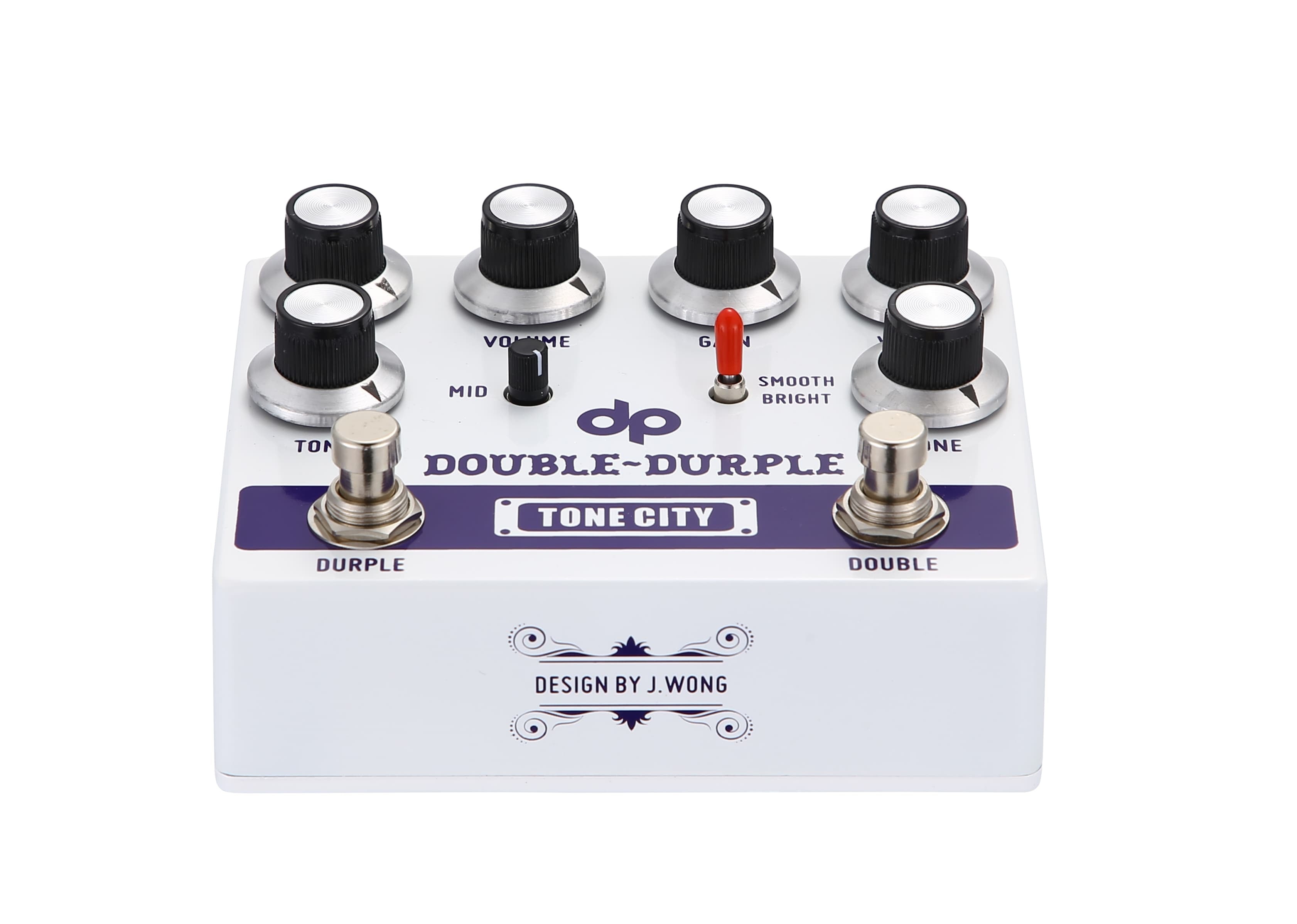 Tone City Double Durple overdrive pedal — angled side view