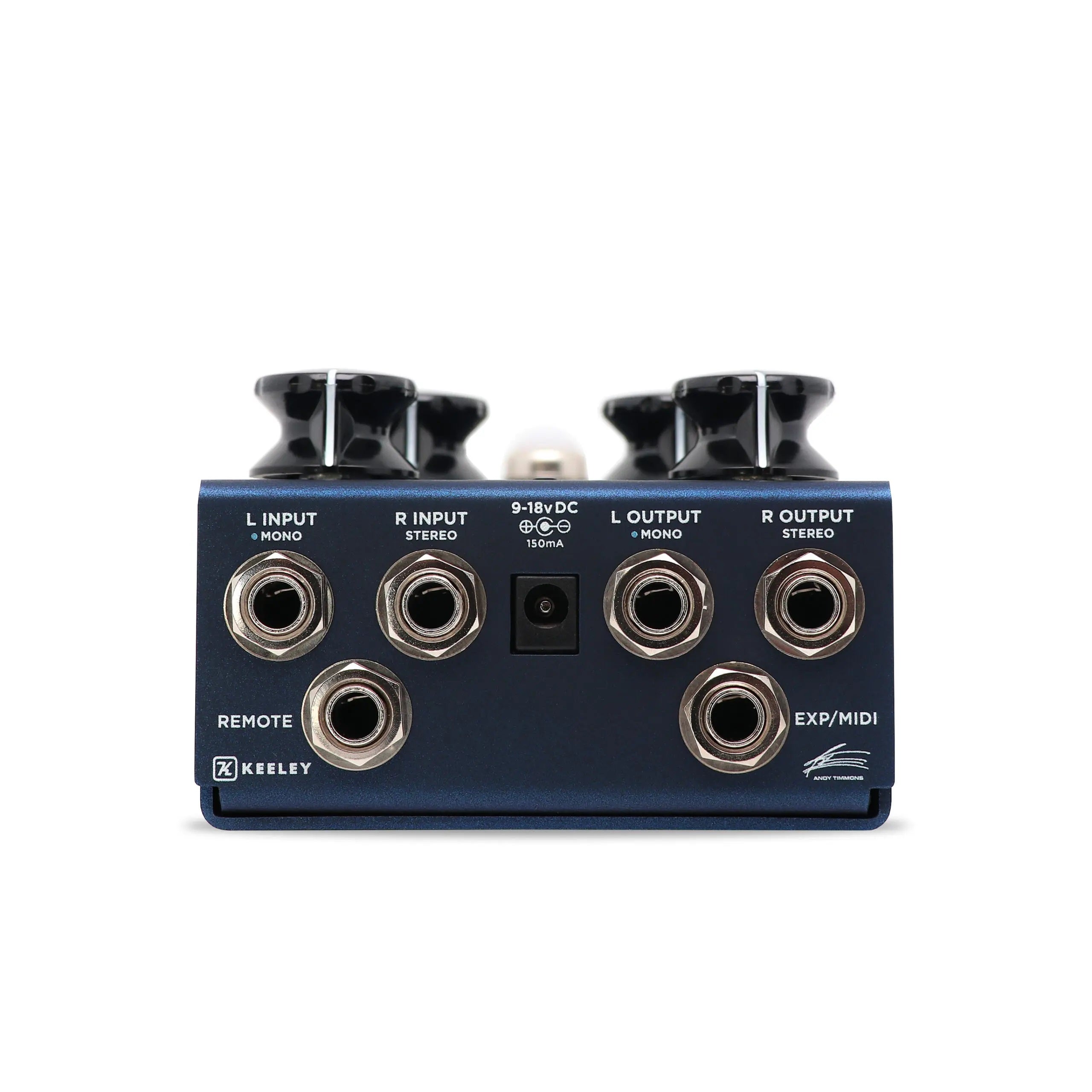 Keeley Nocturne reverb pedal — angled view of footswitches