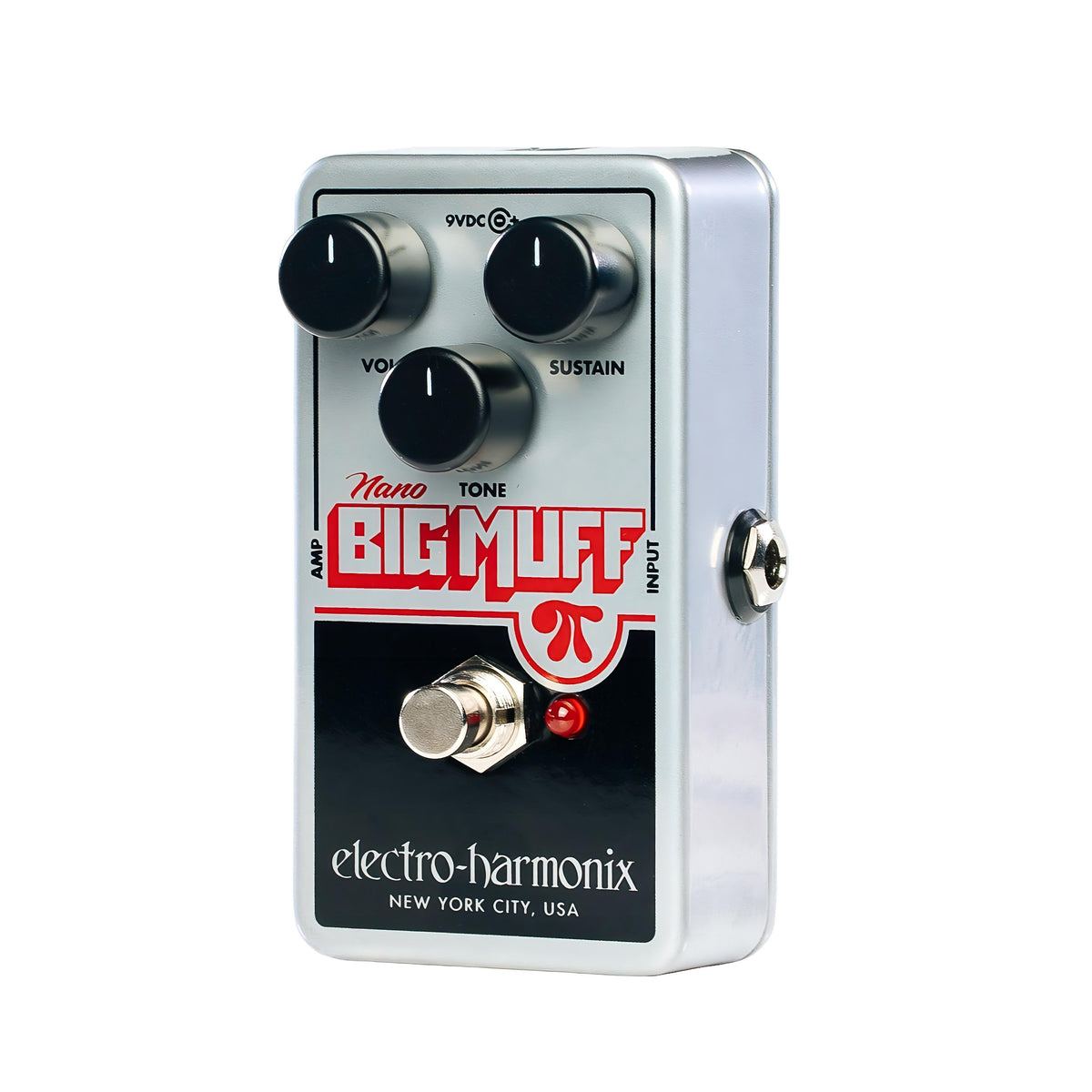 Electro-Harmonix Nano Big Muff Pi, silver, angled right view
