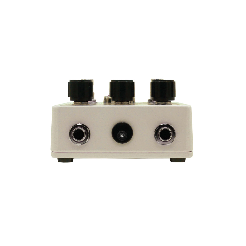 Death by Audio Octave Clang v2 fuzz pedal — side jacks view