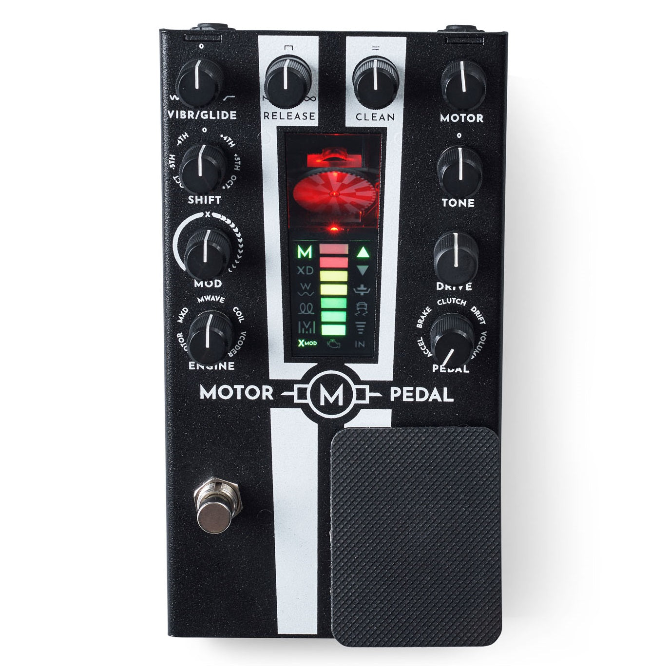 Gamechanger Audio MOTOR Pedal electro-mechanical synth — black, top view