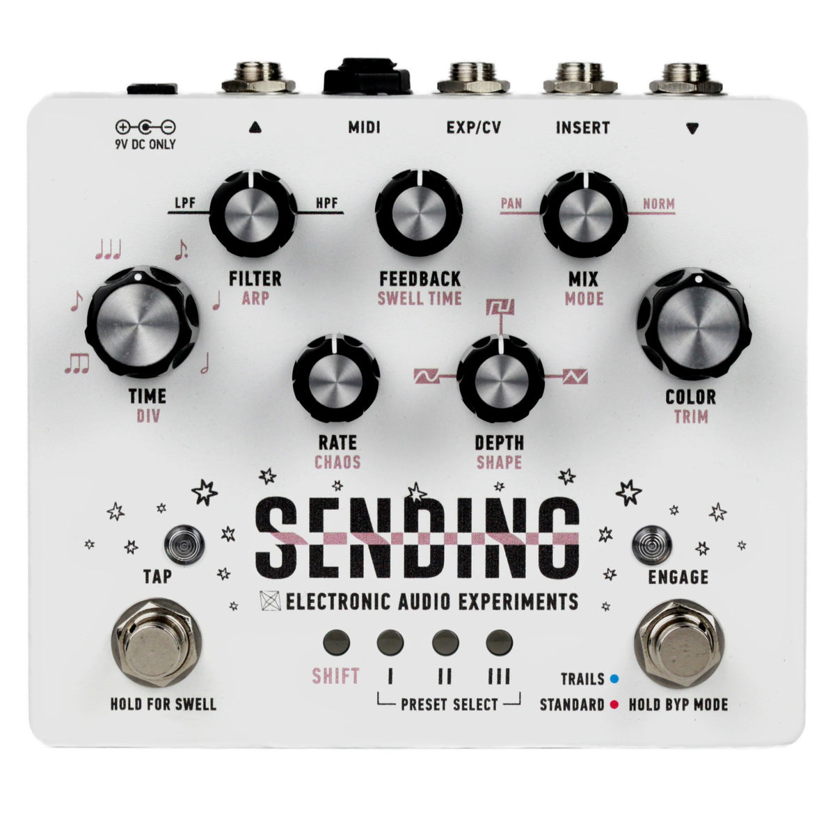 New Electronic Audio Experiments Sending V2 Delay Guitar Effects Pedal White