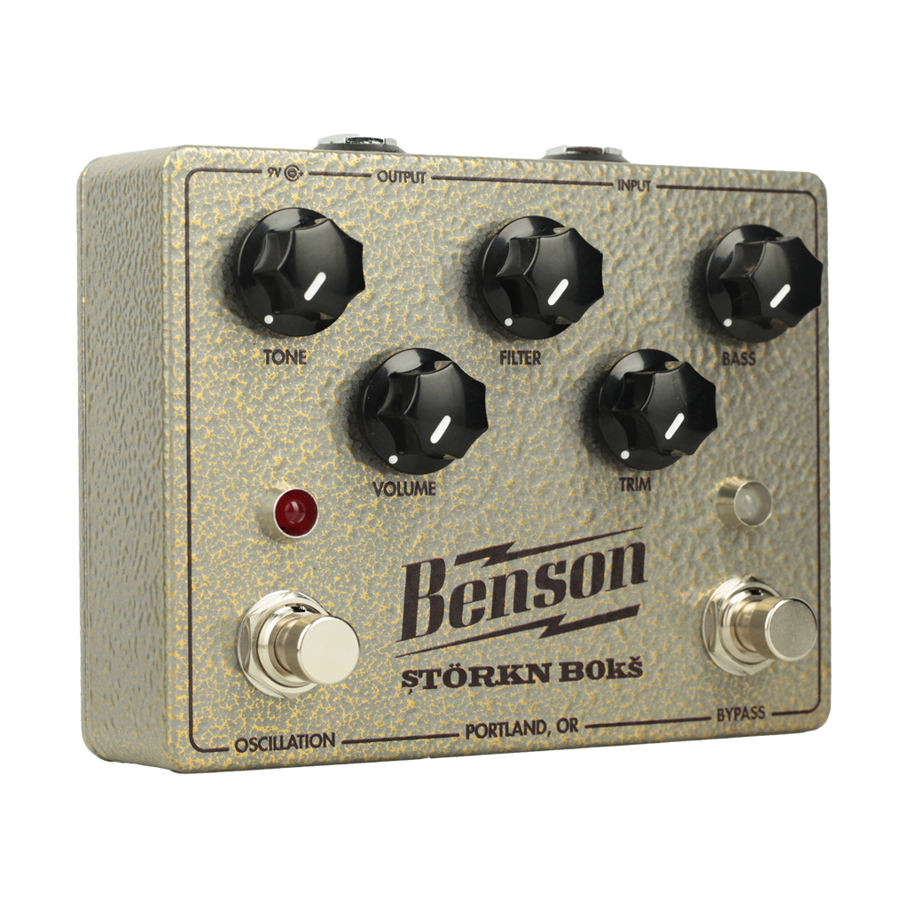 Benson STORKN BOKS fuzz pedal — angled view