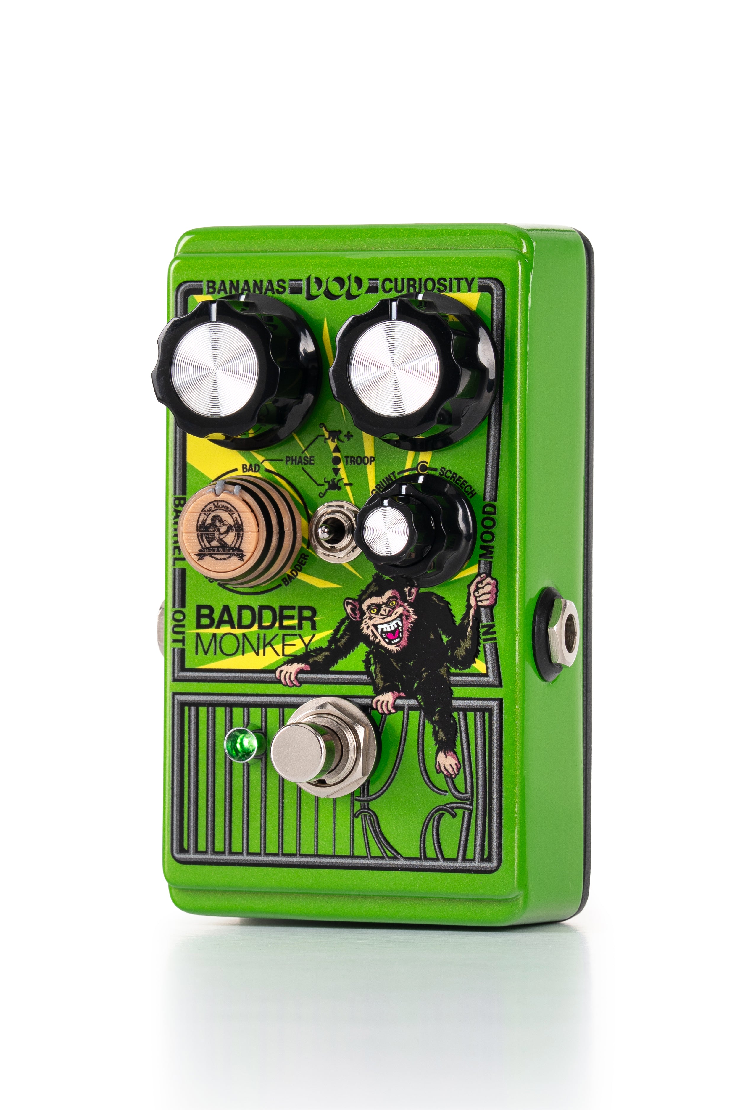 DOD Badder Monkey overdrive pedal — control knobs