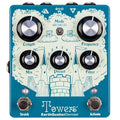 EarthQuaker Devices Towers reverb pedal — top view, blue enclosure