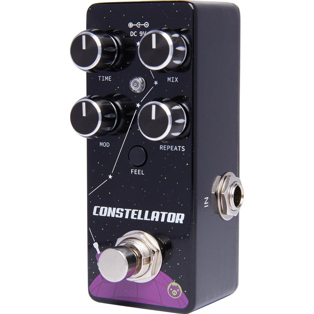 Pigtronix Constellator analog delay pedal — black finish, control knobs detail