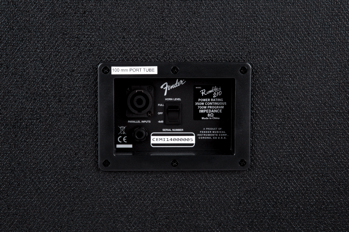 Fender Rumble 210 bass cabinet — top with magnetic head mount