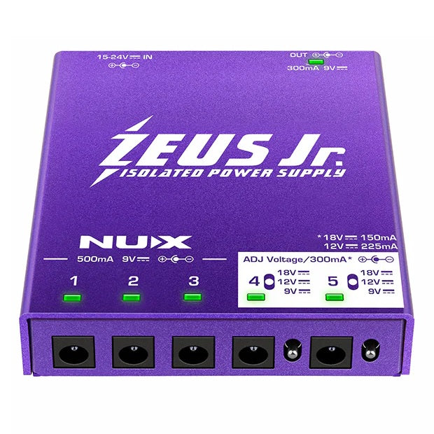 NUX Zeus Jr. isolated power supply — purple unit angled view