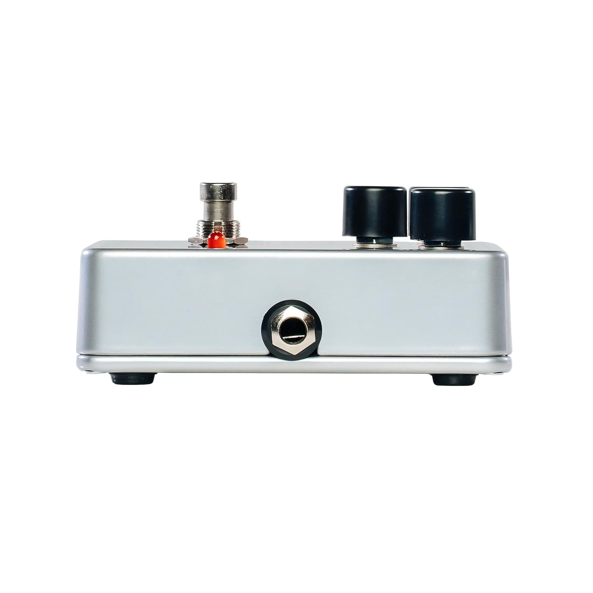 Electro-Harmonix Nano Big Muff Pi, silver, side view with input jack