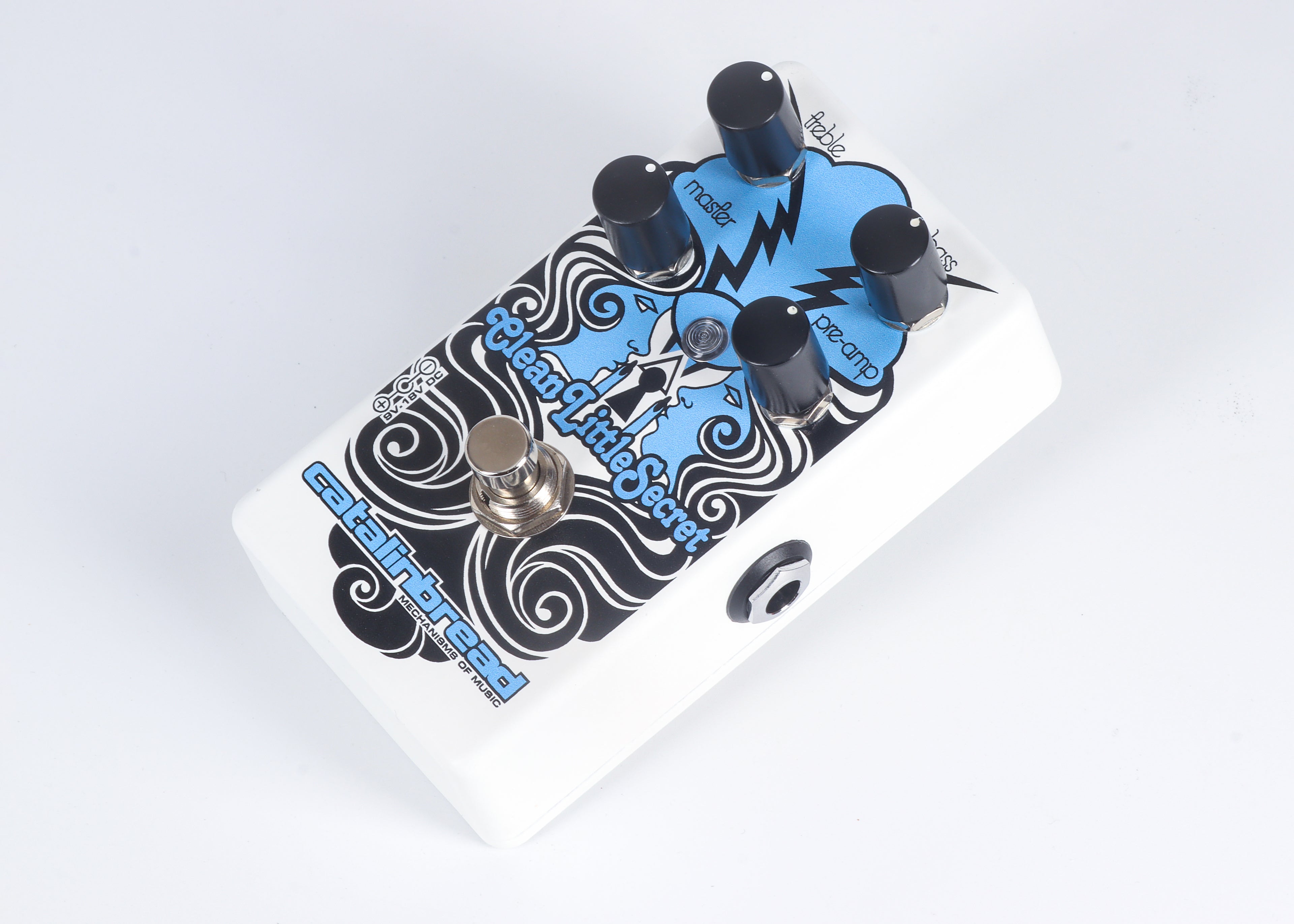 Catalinbread Clean Little Secret overdrive pedal - footswitch and artwork detail