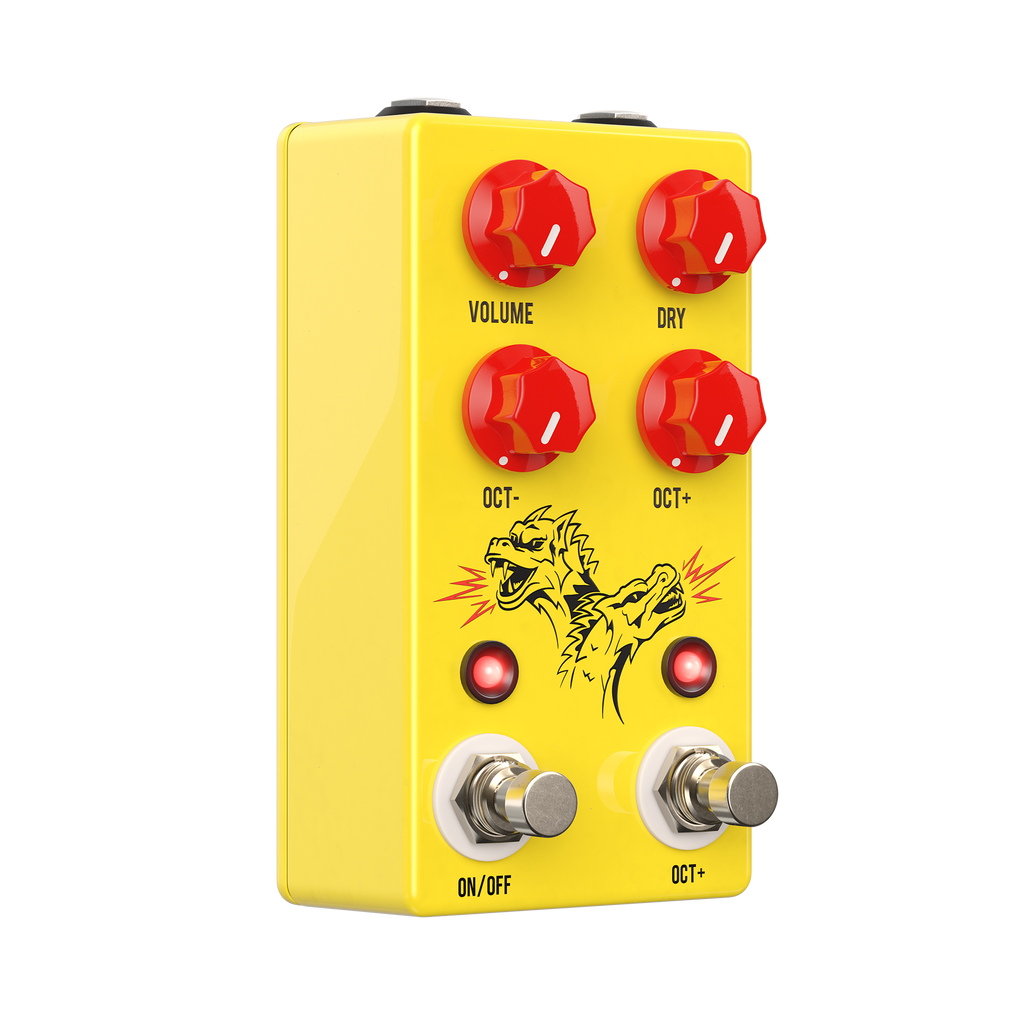 JHS Double Dragon octave pedal — side profile showing top-mounted jacks