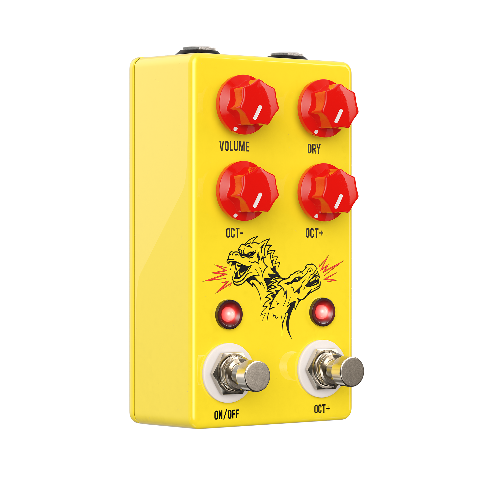 JHS Double Dragon octave pedal — side profile showing top-mounted jacks