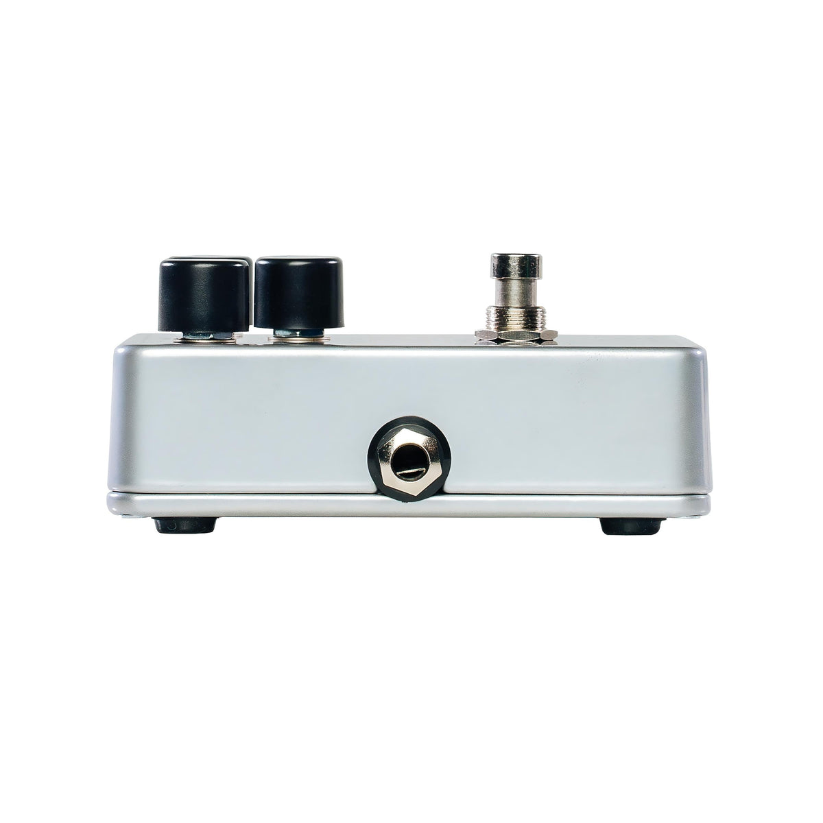 Electro-Harmonix Nano Big Muff Pi, silver, side view with amp jack