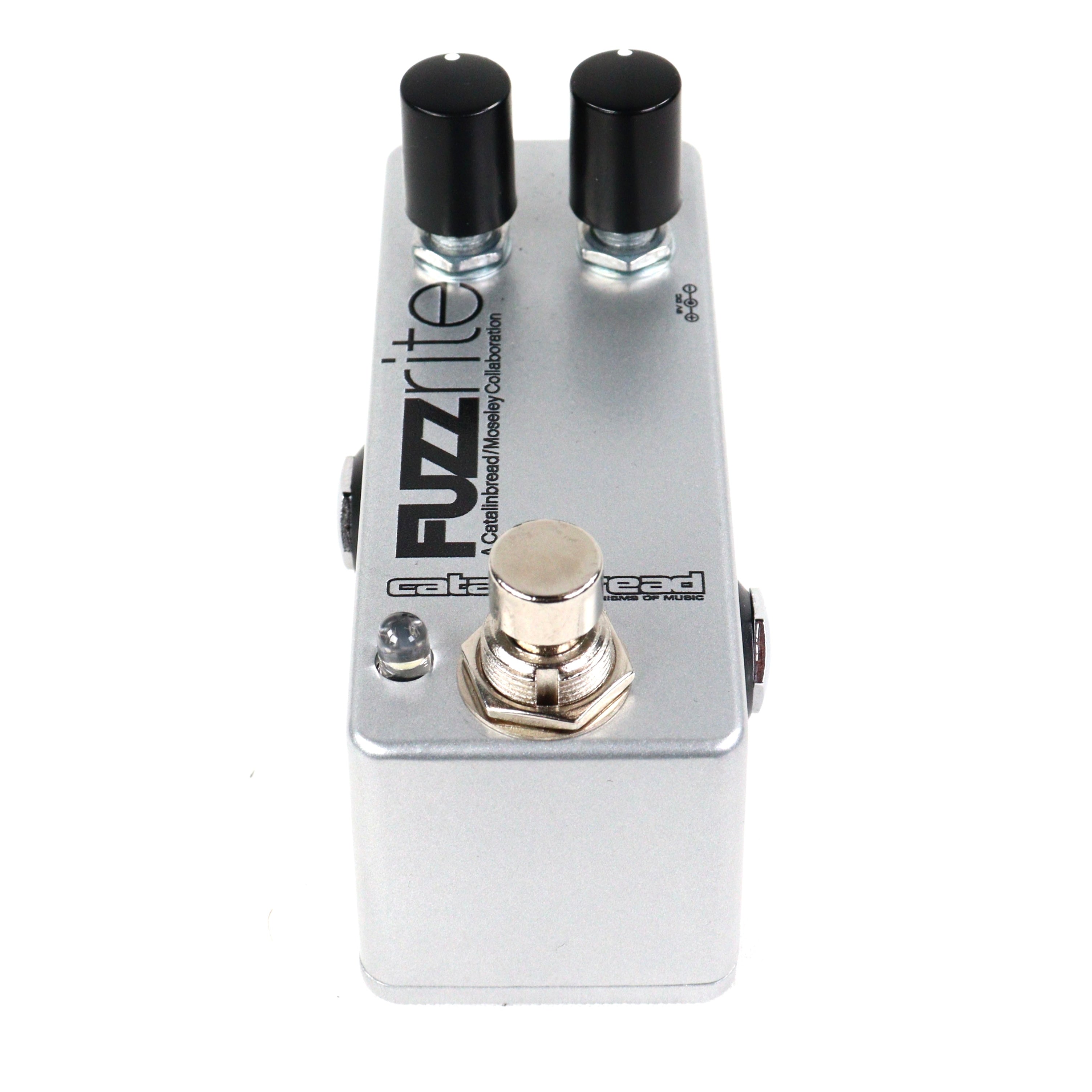 Used Catalinbread Fuzzrite Mini fuzz pedal — side view input jack