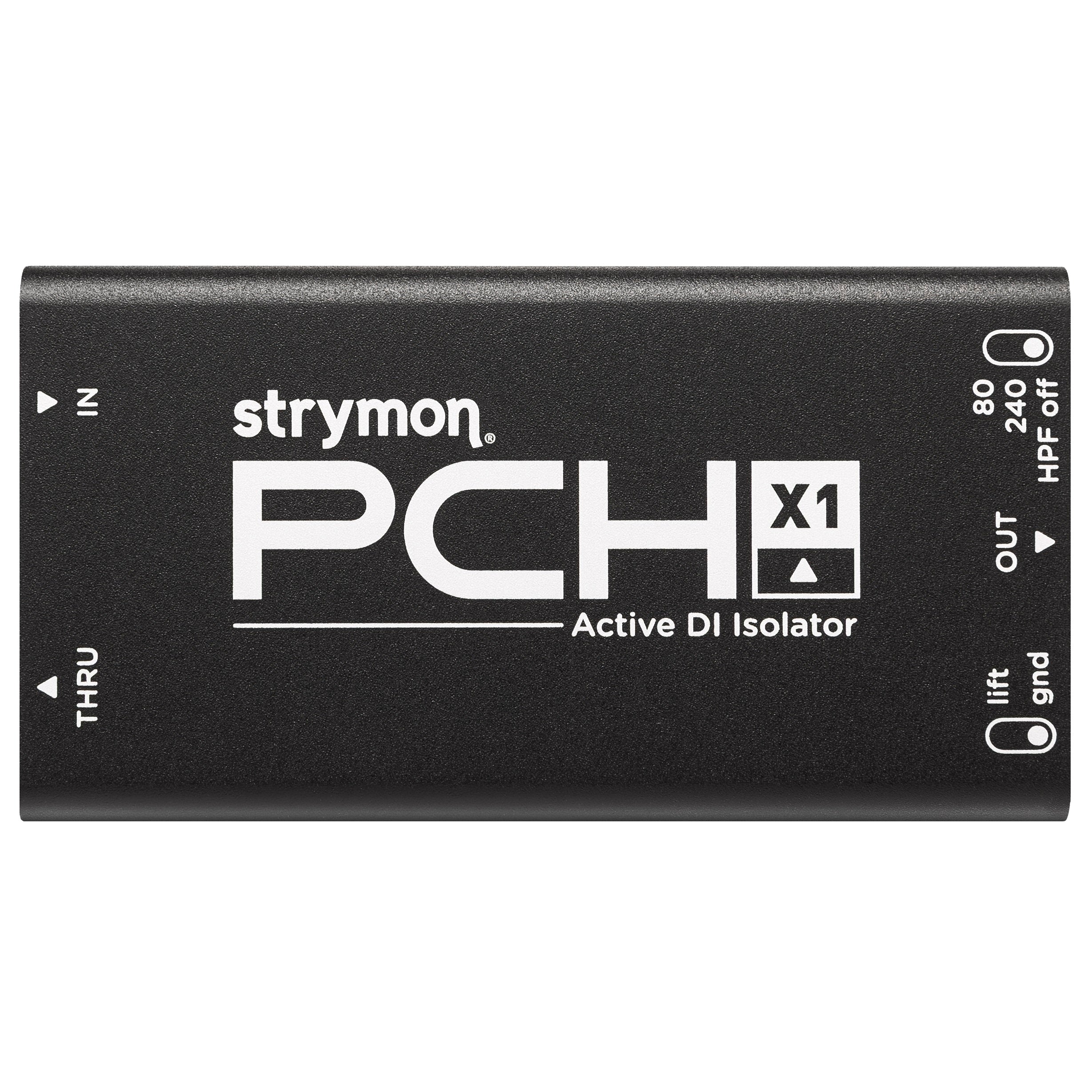 Strymon PCH X1 active DI isolator — black aluminum chassis, top label
