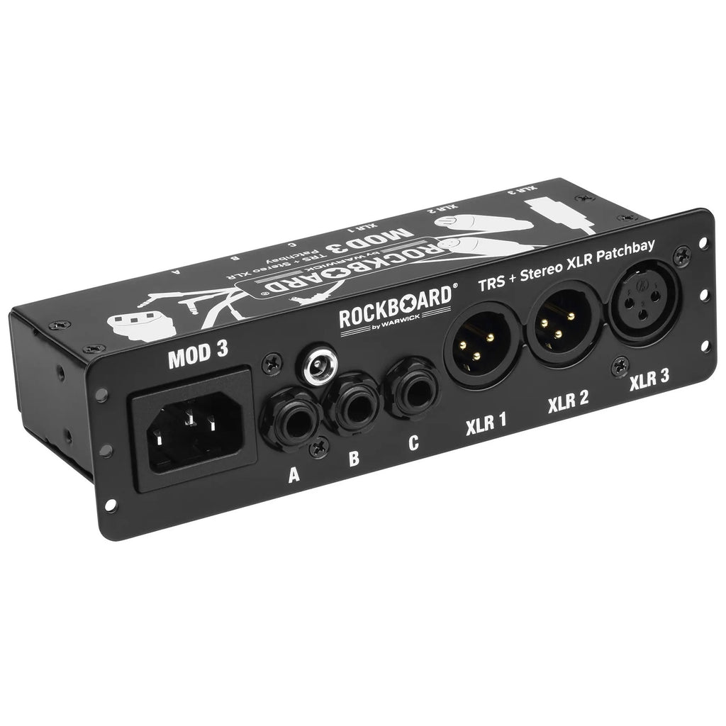 RockBoard MOD 3 V2 black pedalboard patchbay with TRS and stereo XLR jacks