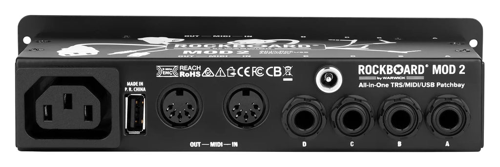 New RockBoard MOD 2 V2 All-in-One TRS, MIDI, IEC, DC & USB Patchbay for Pedal Boards