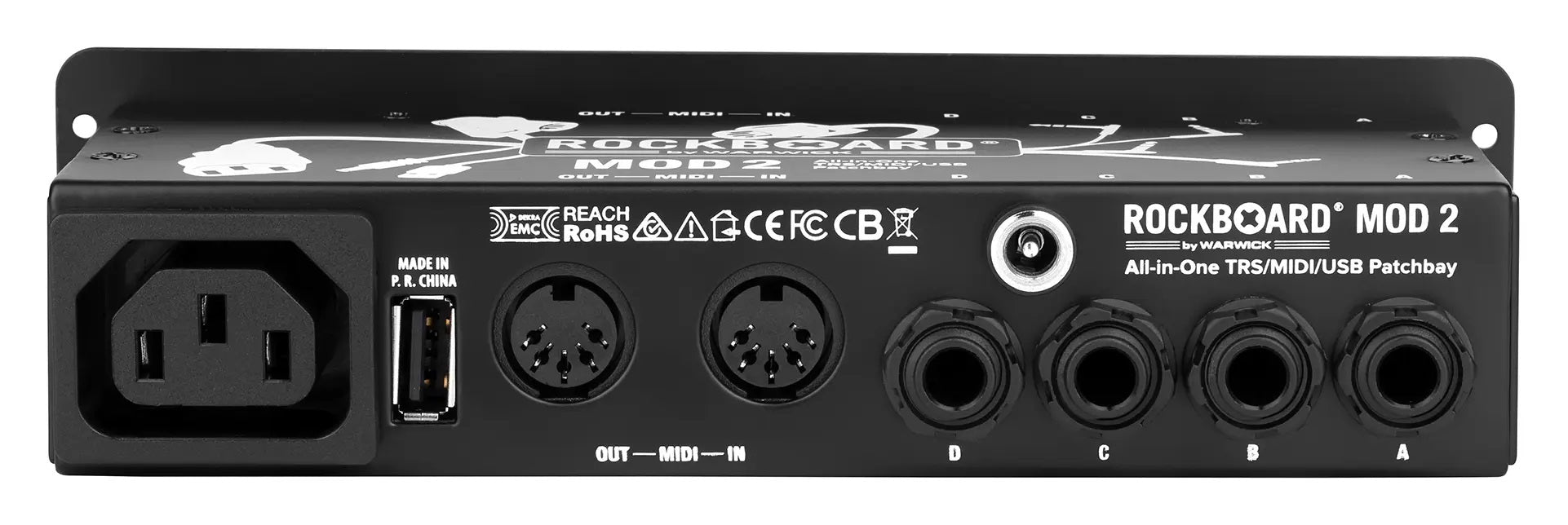 New RockBoard MOD 2 V2 All-in-One TRS, MIDI, IEC, DC & USB Patchbay for Pedal Boards