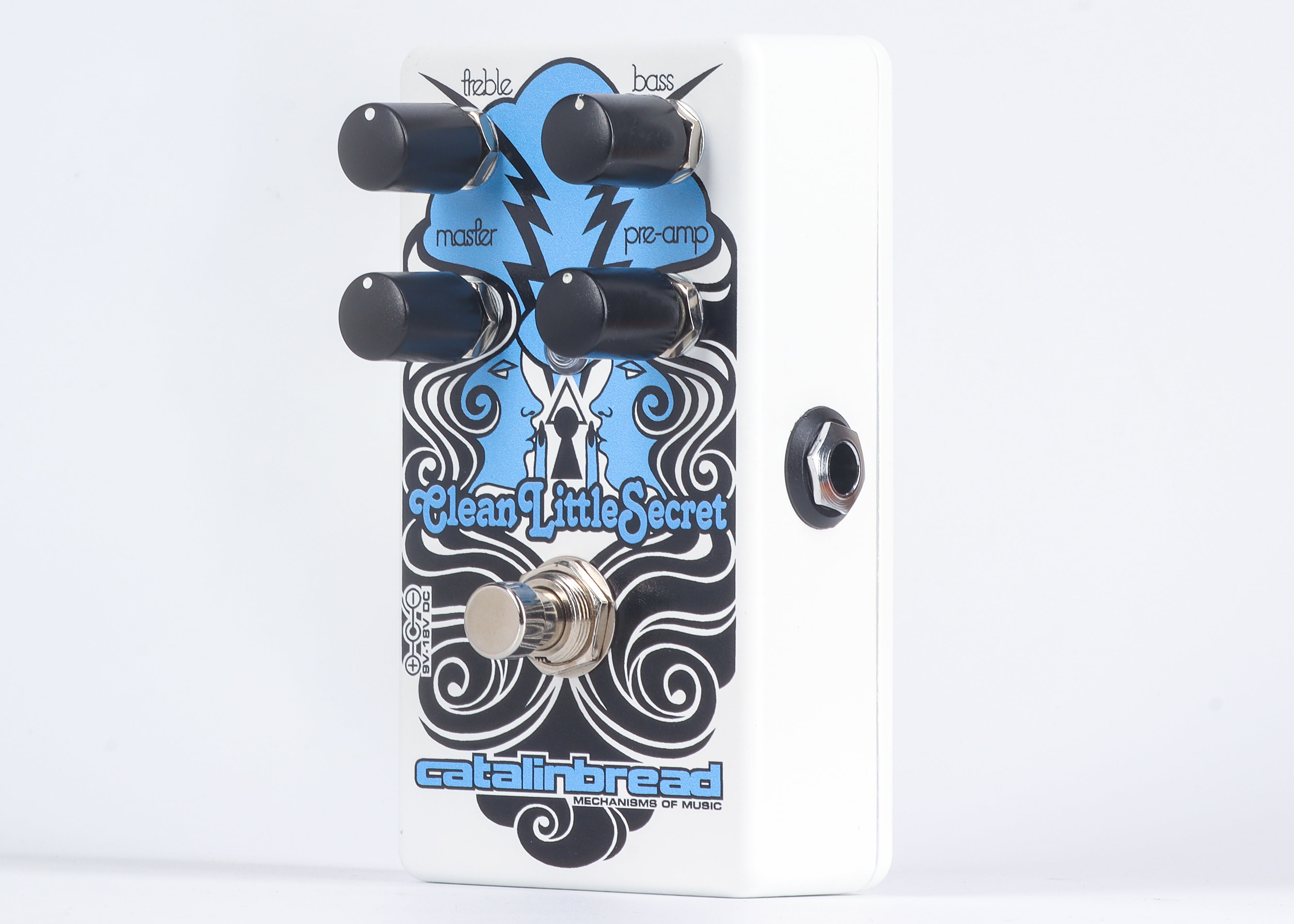 Catalinbread Clean Little Secret overdrive pedal - side view with jack