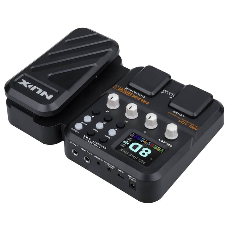 NUX MG-101 modeling guitar processor — footswitches and rear connections
