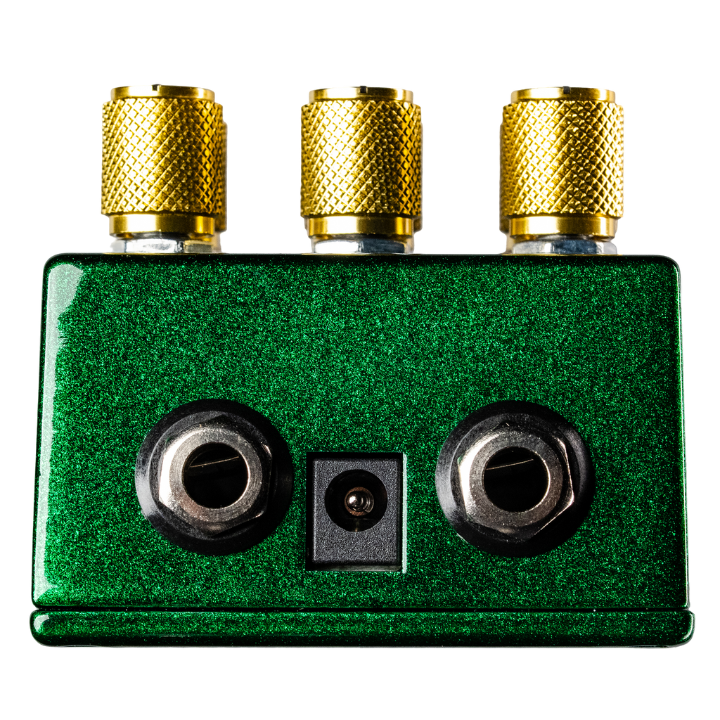 Wampler Golden Jubilee pedal - top view with jacks and power connector