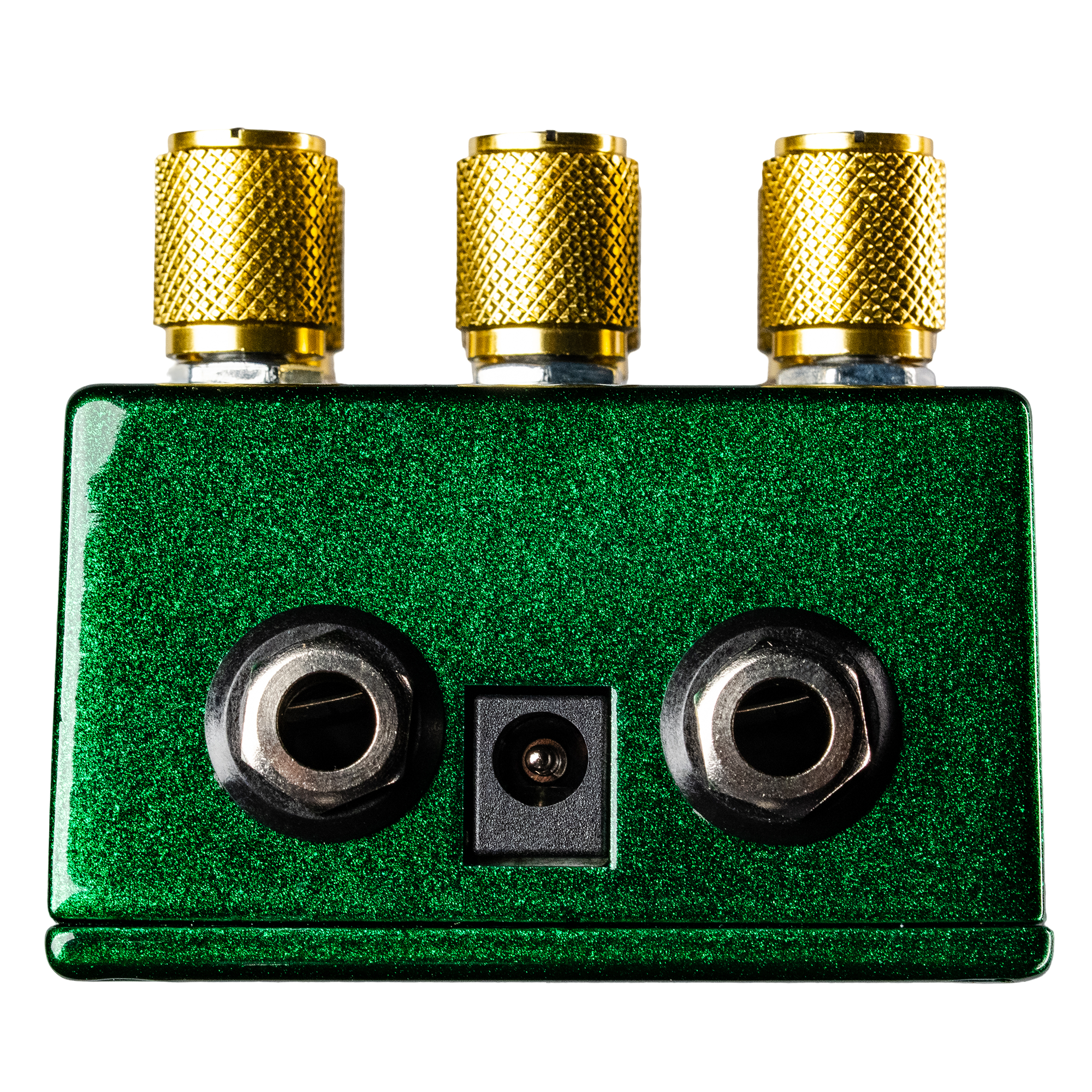 Wampler Golden Jubilee pedal - top view with jacks and power connector