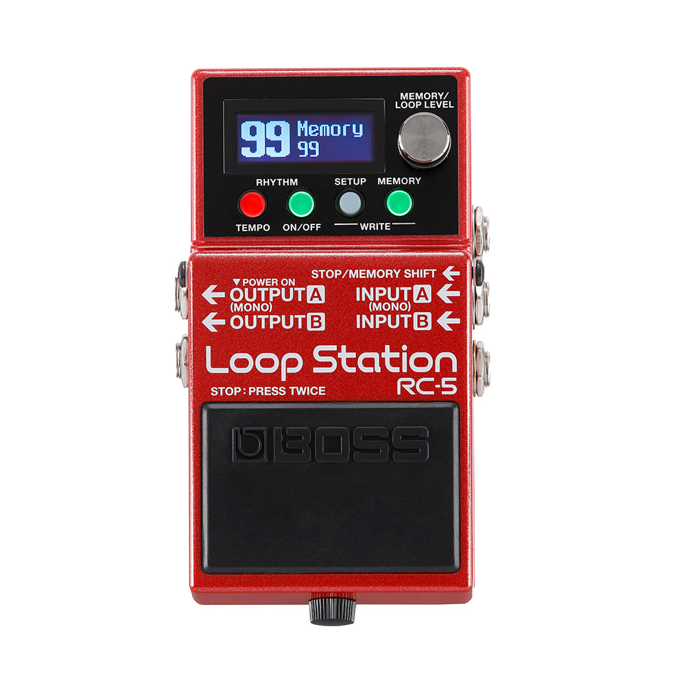 Used Boss RC-5 Loop Station looper pedal — red front top view