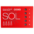 CIOKS SOL pedal power supply — red enclosure top view with 5 outlets and voltage settings
