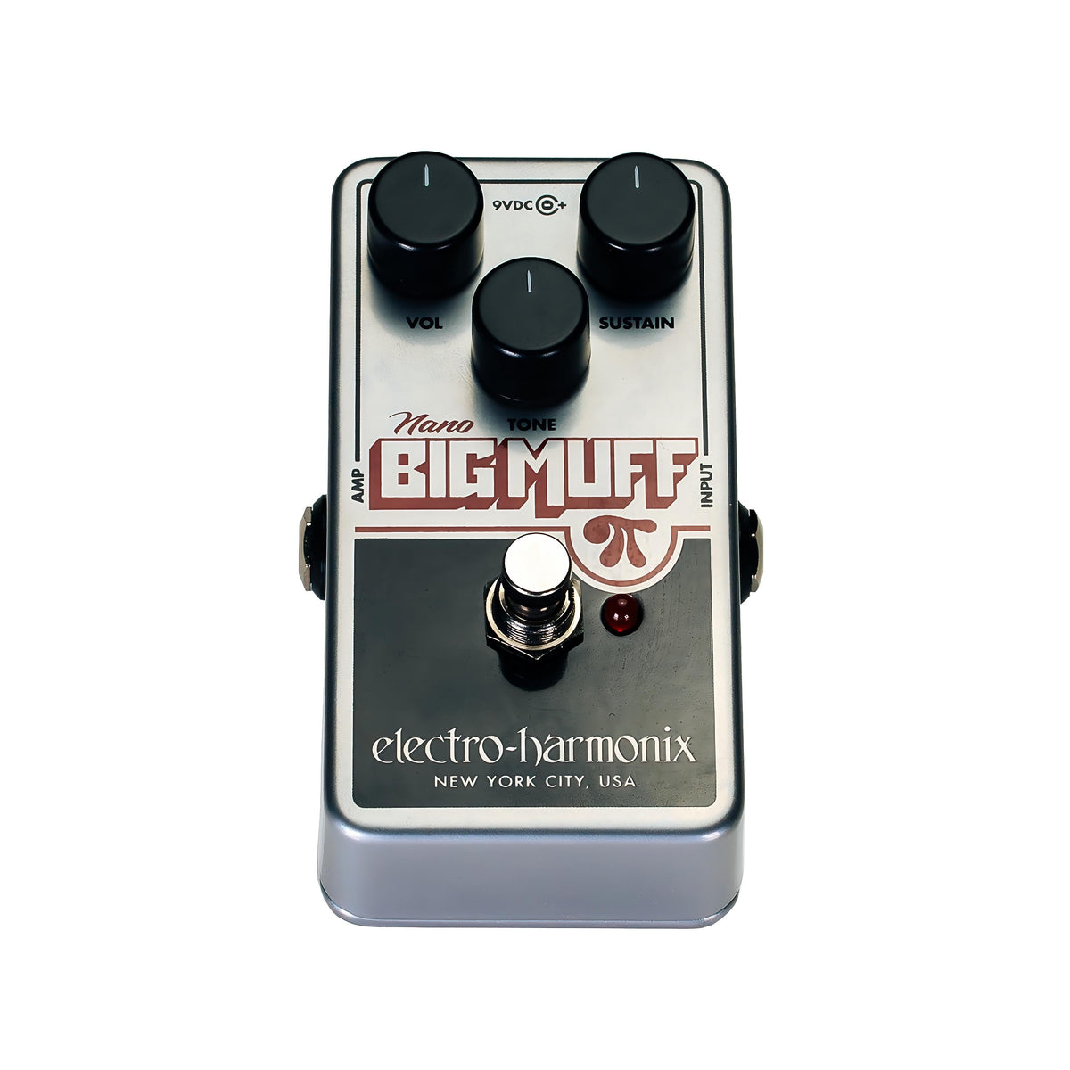 Electro-Harmonix Nano Big Muff Pi, silver, top angled view