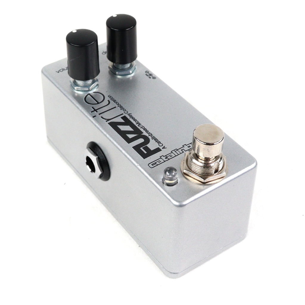 Used Catalinbread Fuzzrite Mini fuzz pedal — side view output jack