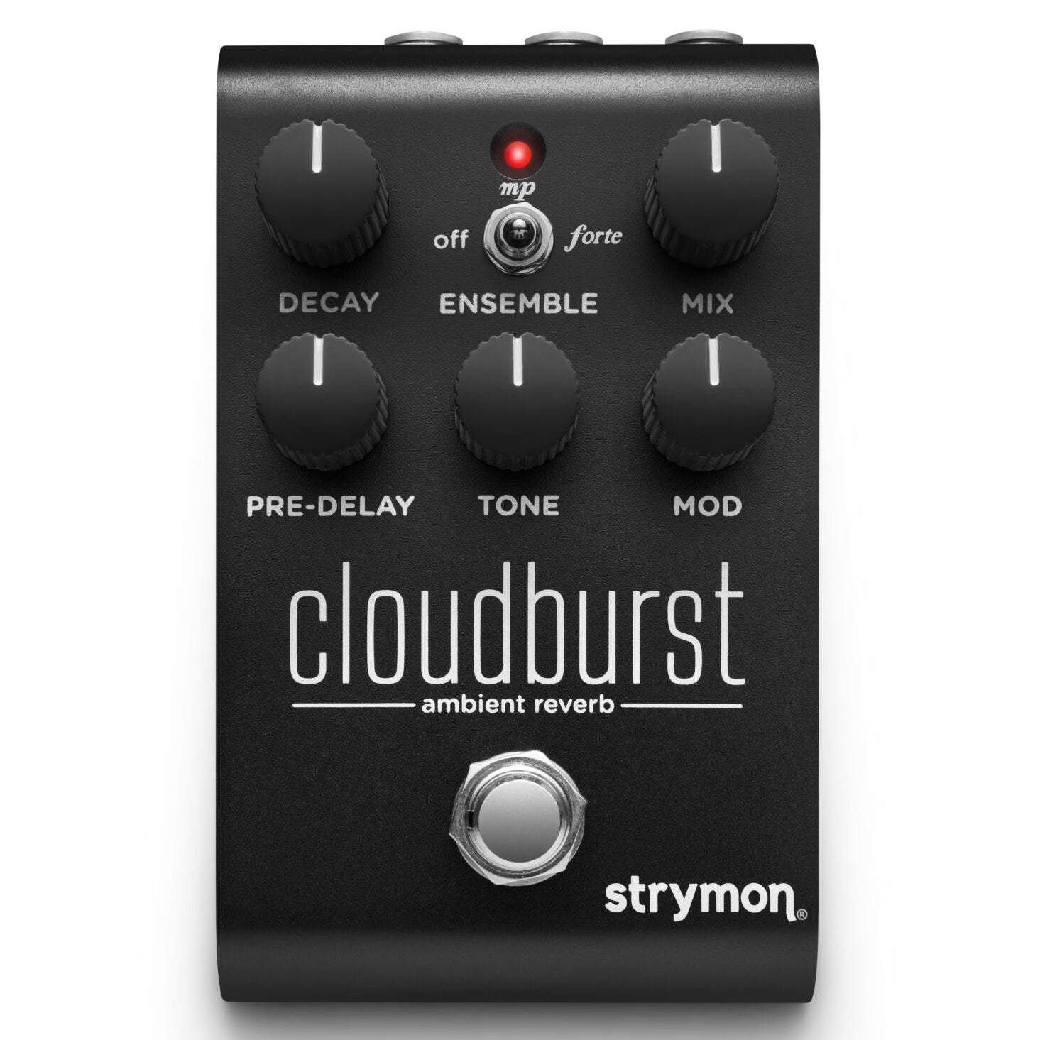 Strymon Cloudburst Midnight Edition reverb pedal — black enclosure angled view